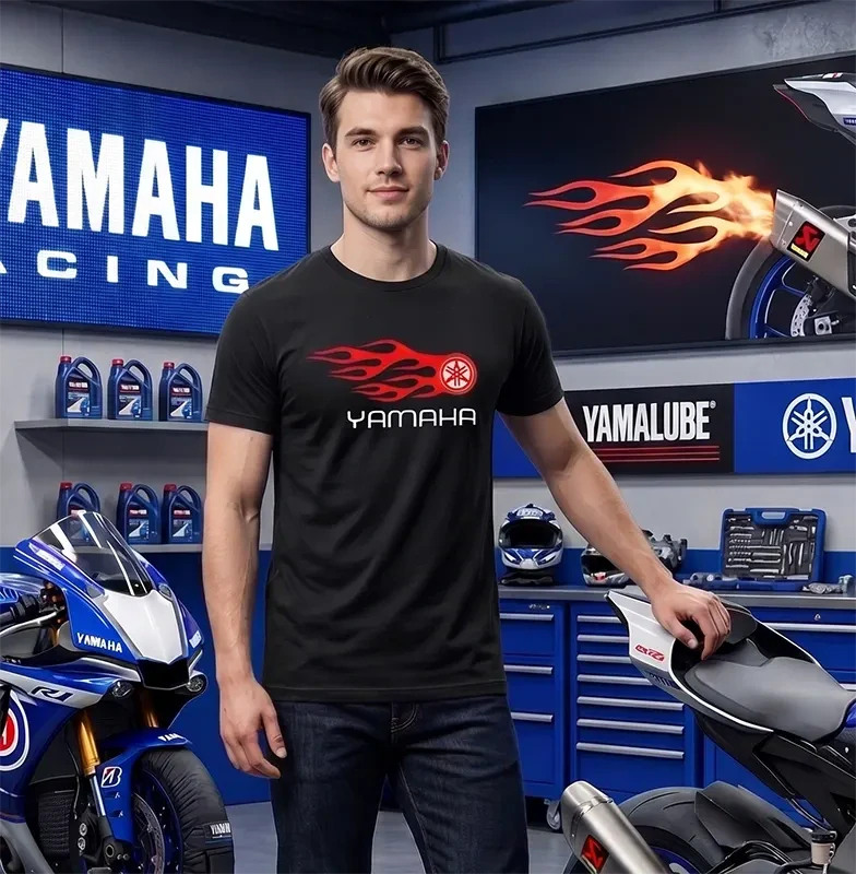 Pánske tričko s potlačou Yamaha Flames