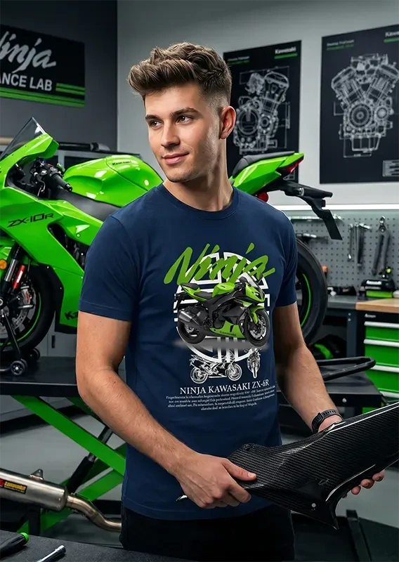 Pánske tričko s potlačou Kawasaki Ninja ZX-6R