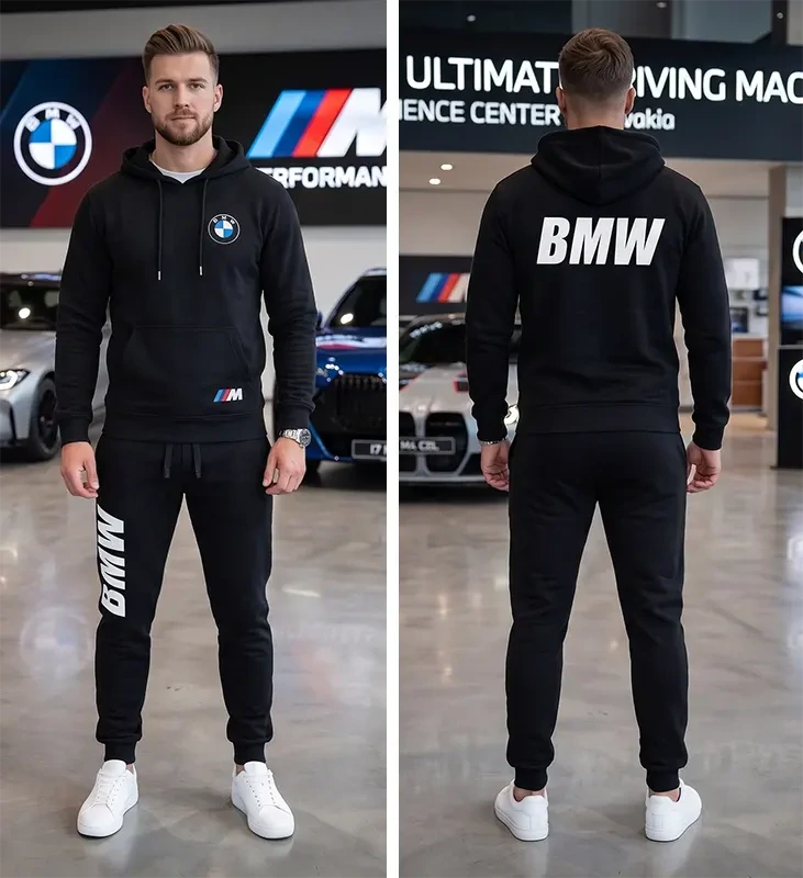 Pánska tepláková súprava s potlačou BMW (s kapucňou)