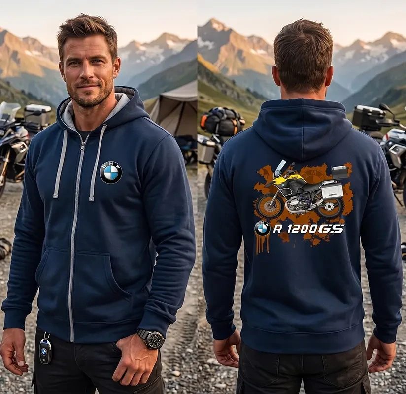 Pánska mikina na zips s potlačou BMW R 1200 GS