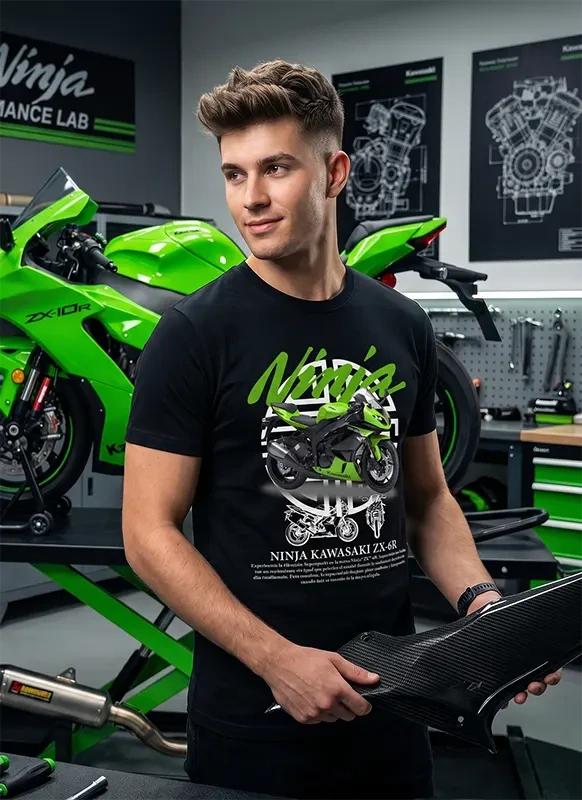 Pánske tričko s potlačou Kawasaki Ninja ZX-6R