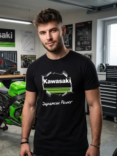 Pánske tričko s potlačou Kawasaki Japanese Power